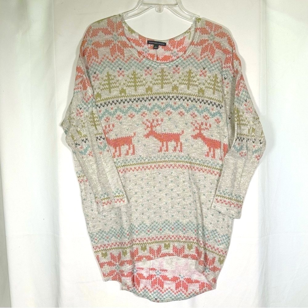 Signature Studio Cozy Vintage Style Moose Holiday Winter Sweater Women's Large